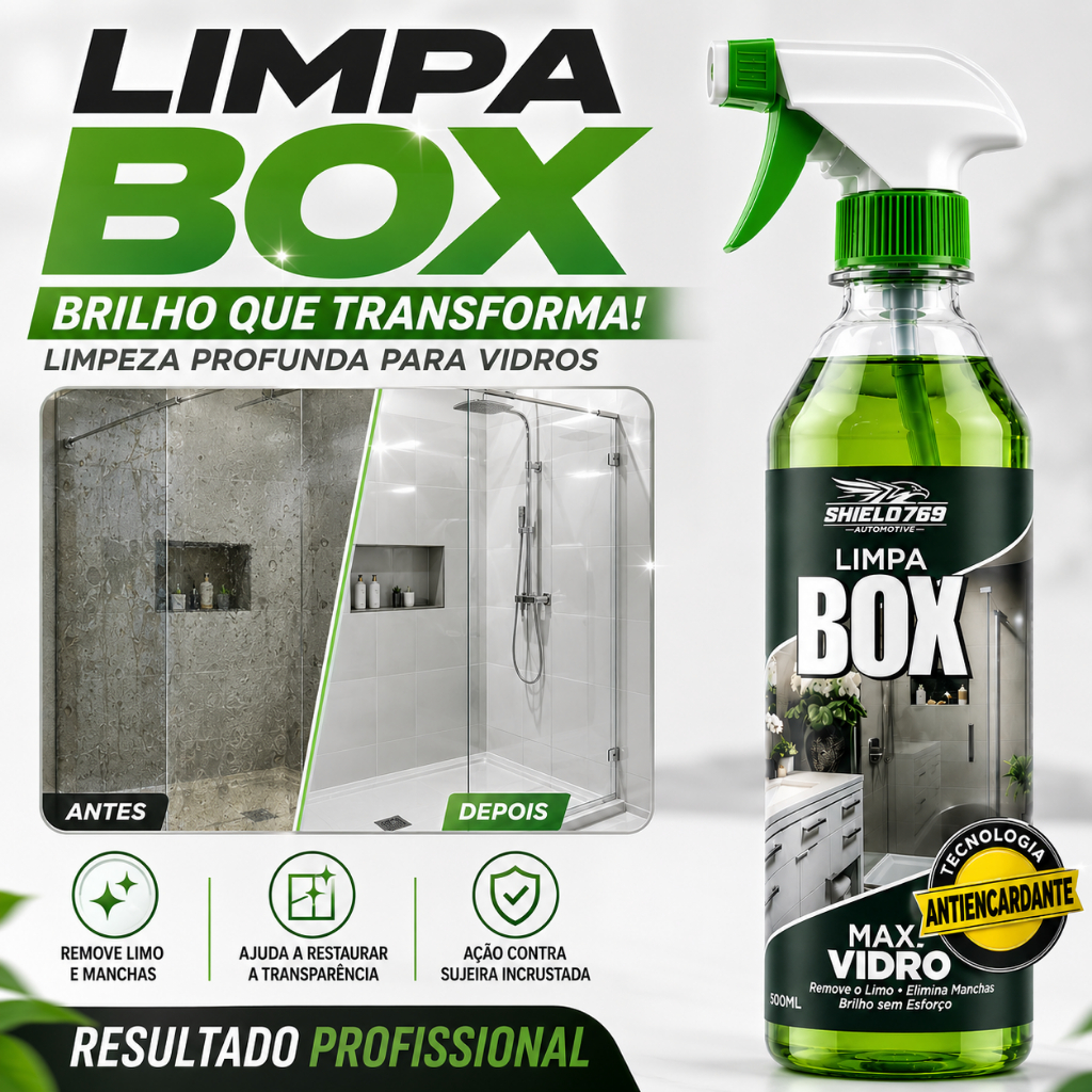 Limpa Vidro Box Banheiro Blindex Vidroclean Brilho Mil 500ml - Remove Manchas Gordura e Calcário