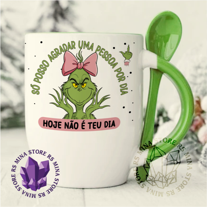 Caneca de Cerâmica Grinch Hoje Não é teu Dia