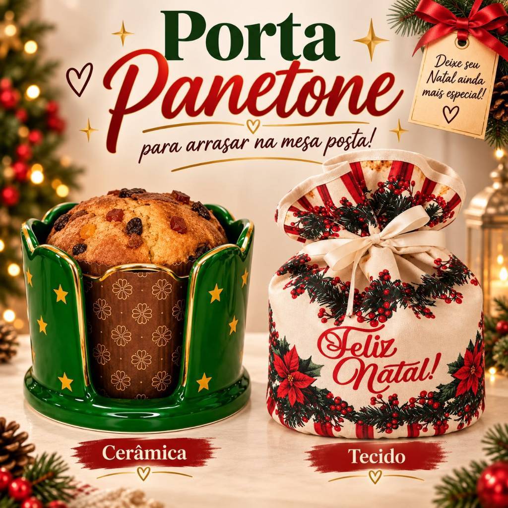 Porta Panetone Panetoneira Boleira Suporte Bolos Doces Presente Natal Decoração Natalina Mesa Posta