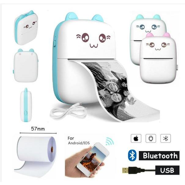 Mini Impressora Térmica Portátil Desenho Animado Foto Impressora De Impressão Sem Fio Para Android/Ios