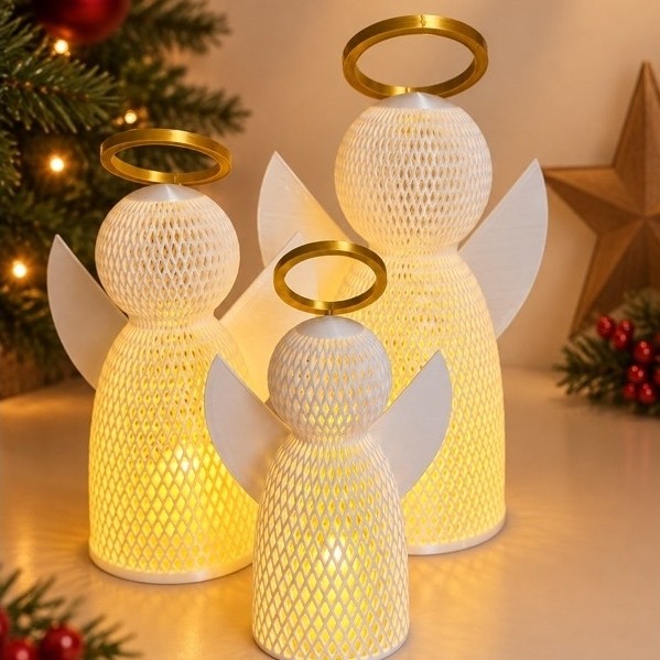 Anjo de Natal em Malha com Vela de LED – Decoração Natalina