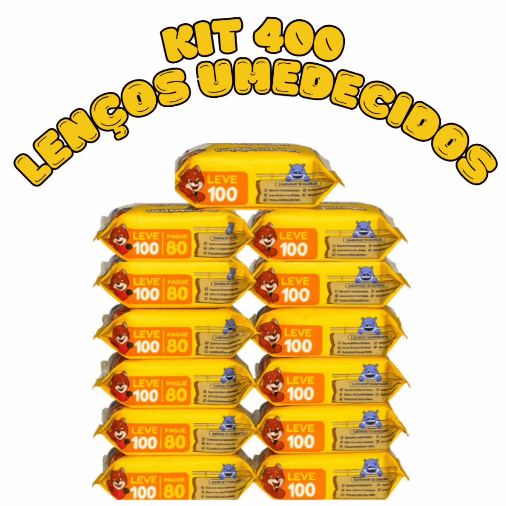 Kit 400 Toalhas Umedecidas Chameguinho Baby Lenço Umedecido para Bebê Higiene Infantil